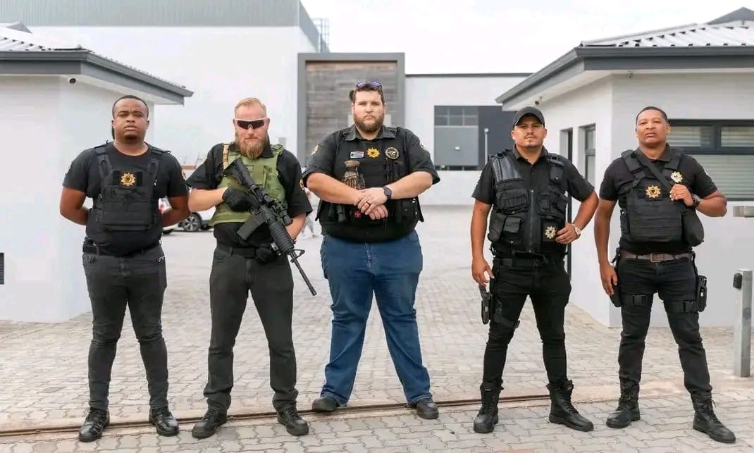 Armed security officers on duty at a commercial facility